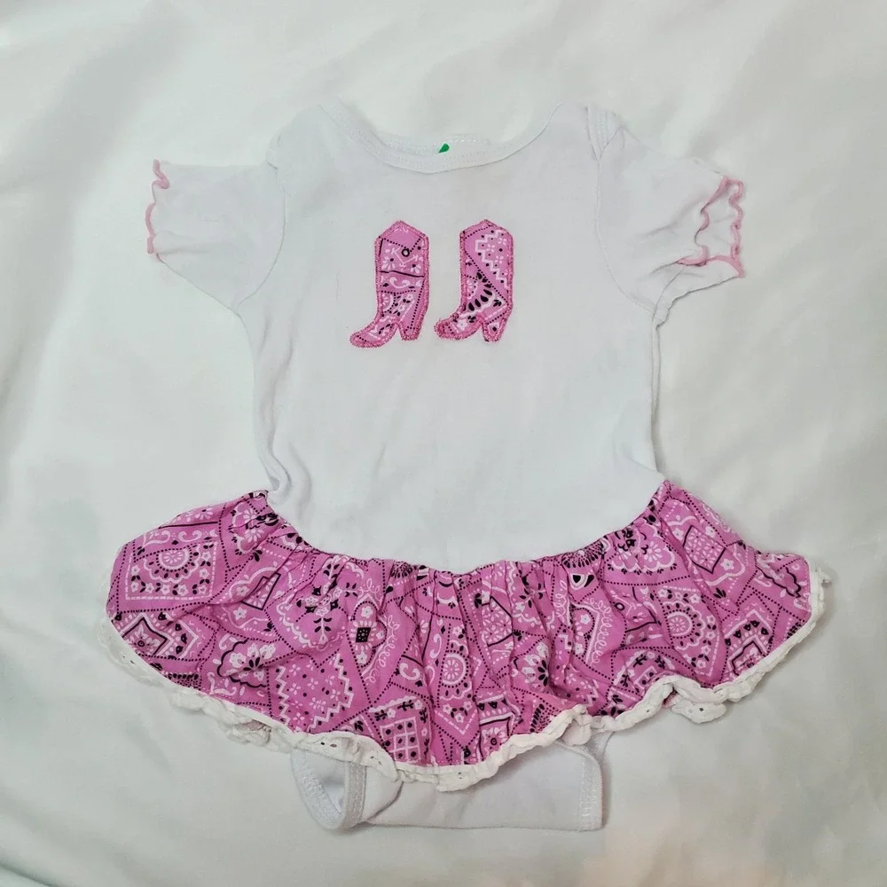 PINK Bandana  Western Cowgirl One‎ Pc Sz 18 M Baby Korral Cowgirl Boots